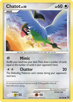 Chatot Pokémon card, number 55