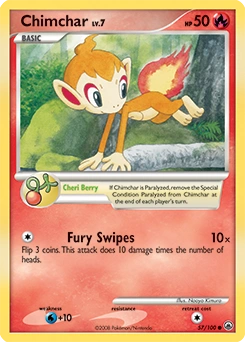 Chimchar Pokémon card, number 57