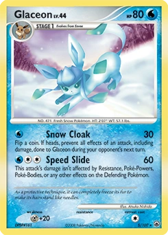 Glaceon Pokémon card, number 5
