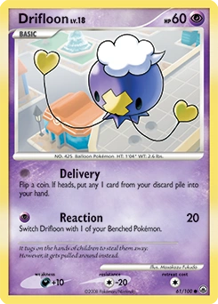 Drifloon Pokémon card, number 61