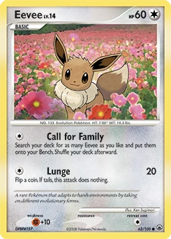 Eevee Pokémon card, number 62