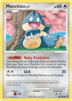 Munchlax Pokémon card, number 68