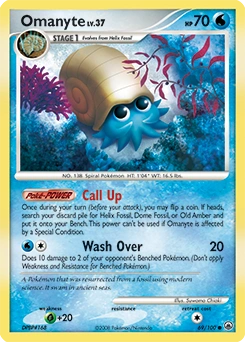 Omanyte Pokémon card, number 69
