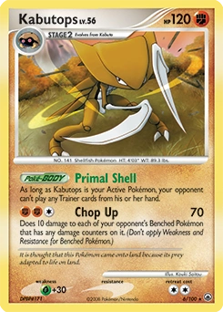 Kabutops Pokémon card, number 6