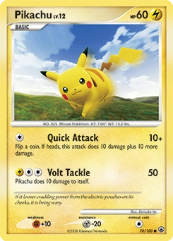 Pikachu Pokémon card, number 70