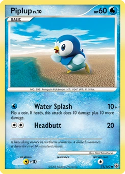 Piplup Pokémon card, number 71