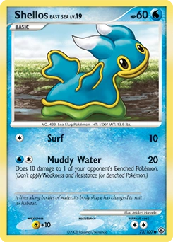 Shellos East Sea Pokémon card, number 73
