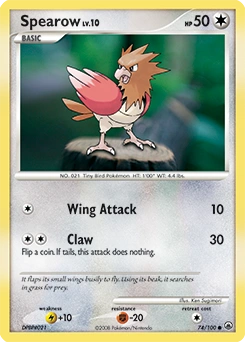Spearow Pokémon card, number 74