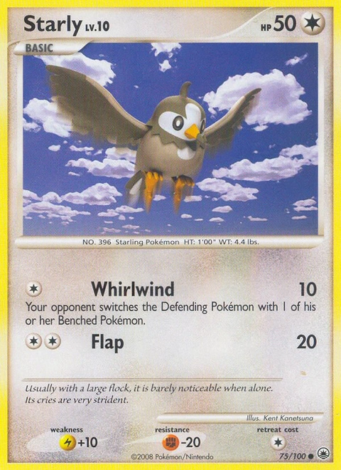 Starly Pokémon card from Majestic Dawn, number 75 (Standard print)