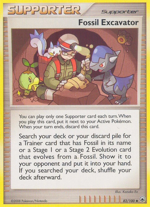 Fossil Excavator Pokémon card from Majestic Dawn, number 82 (Standard print)