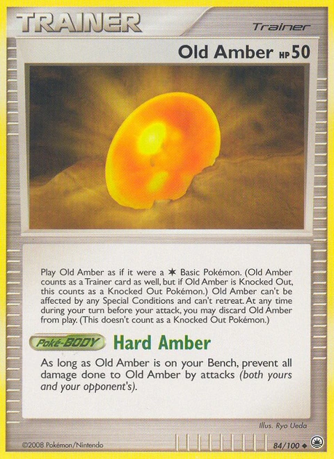 Old Amber Pokémon card from Majestic Dawn, number 84 (Standard print)