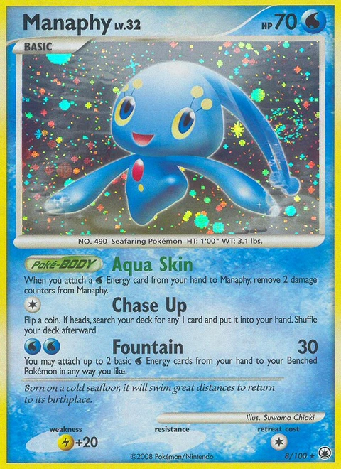 Manaphy Pokémon card from Majestic Dawn, number 8 (Holo print)