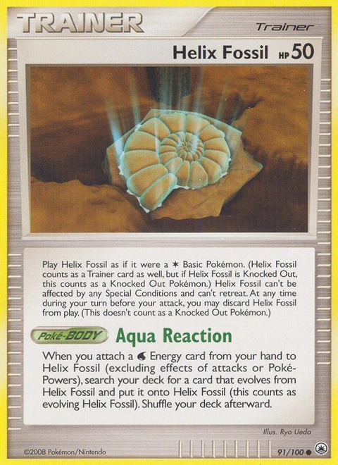 Helix Fossil Pokémon card from Majestic Dawn, number 91 (Standard print)