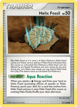 Helix Fossil Pokémon card, number 91