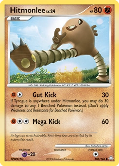 Hitmonlee Pokémon card, number 100