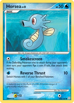 Horsea Pokémon card, number 102