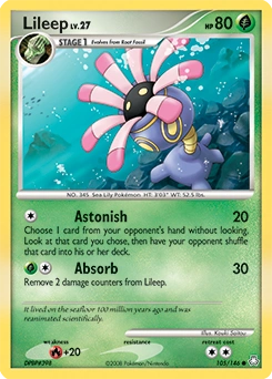Lileep Pokémon card, number 105