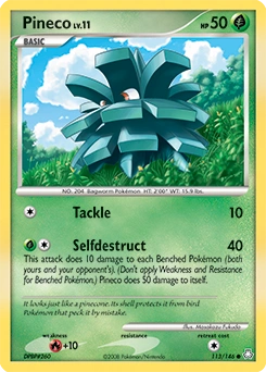 Pineco Pokémon card, number 113