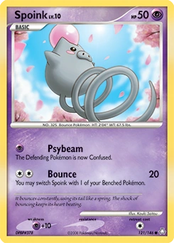 Spoink Pokémon card, number 121