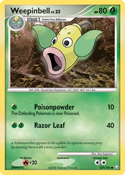 Weepinbell Pokémon card, number 127