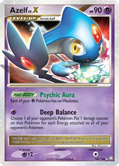 Azelf LV.X Pokémon card, number 140