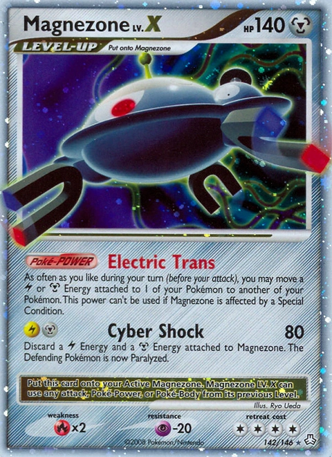 Magnezone LV.X Pokémon card from Legends Awakened, number 142 (Holo print)