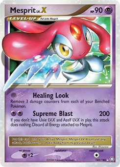Mesprit LV.X Pokémon card, number 143