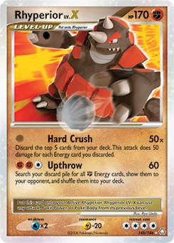 Rhyperior LV.X Pokémon card, number 145