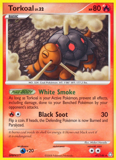 Torkoal Pokémon card from Legends Awakened, number 41 (Standard print)