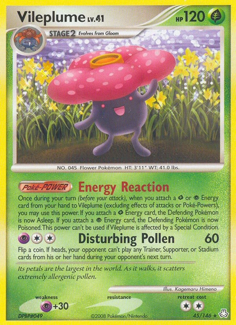 Vileplume Pokémon card from Legends Awakened, number 45 (Standard print)