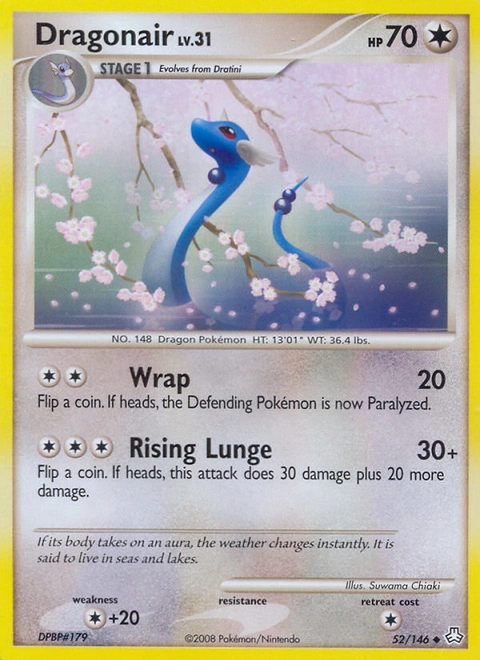 Dragonair Pokémon card from Legends Awakened, number 52 (Standard print)