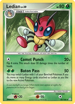 Ledian Pokémon card, number 60