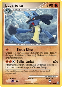 Lucario Pokémon card, number 61