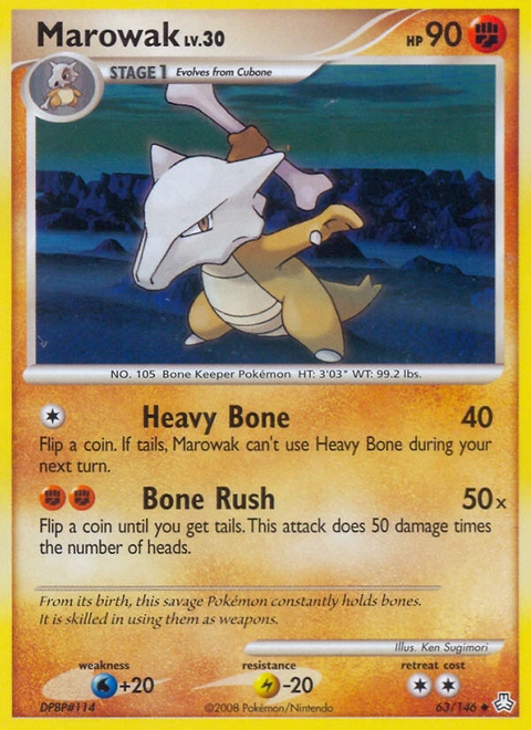Marowak Pokémon card from Legends Awakened, number 63 (Standard print)