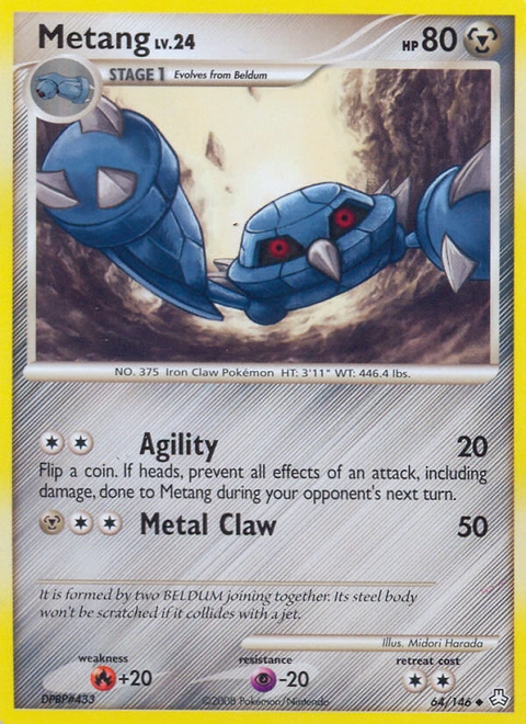 Metang Pokémon card from Legends Awakened, number 64 (Standard print)
