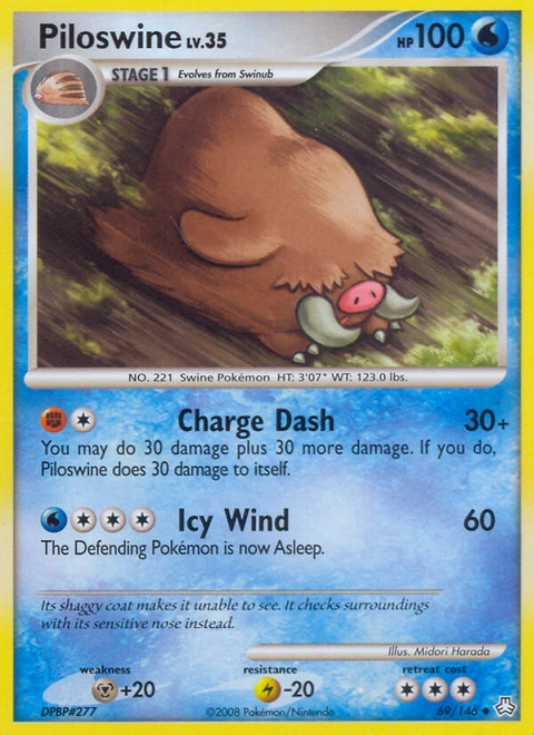 Piloswine Pokémon card from Legends Awakened, number 69 (Standard print)