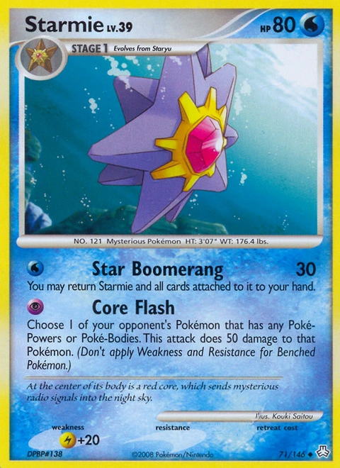 Starmie Pokémon card from Legends Awakened, number 71 (Standard print)