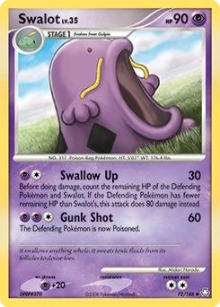 Swalot Pokémon card, number 72