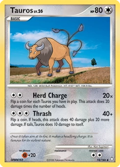 Tauros Pokémon card, number 74
