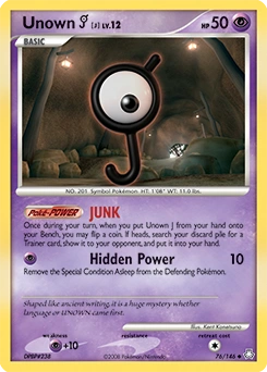 Unown [J] Pokémon card, number 76