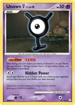 Unown [Y] Pokémon card, number 81