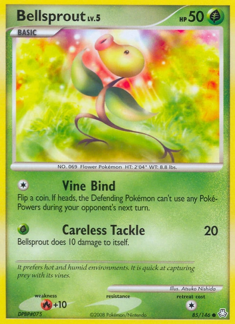 Bellsprout Pokémon card from Legends Awakened, number 85 (Standard print)