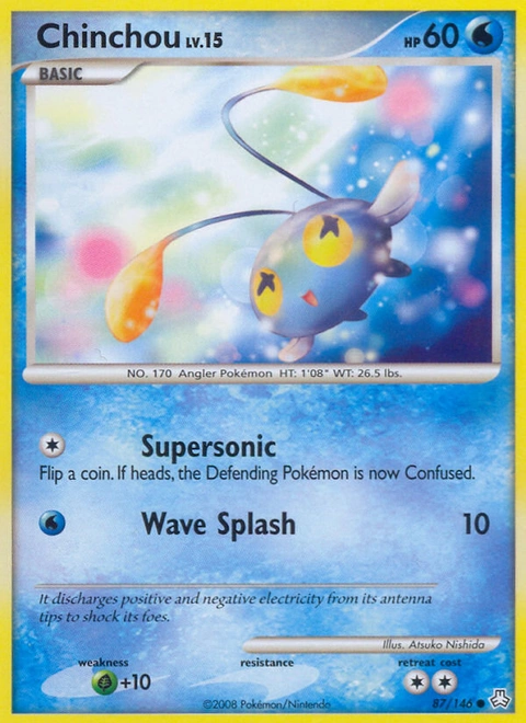 Chinchou Pokémon card from Legends Awakened, number 87 (Standard print)