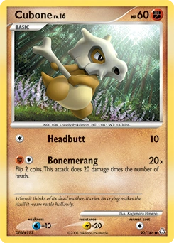 Cubone Pokémon card, number 90
