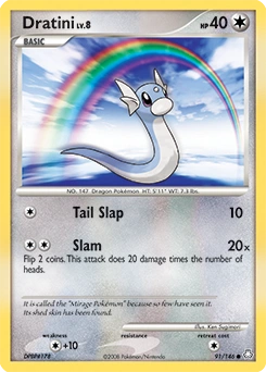 Dratini Pokémon card, number 91