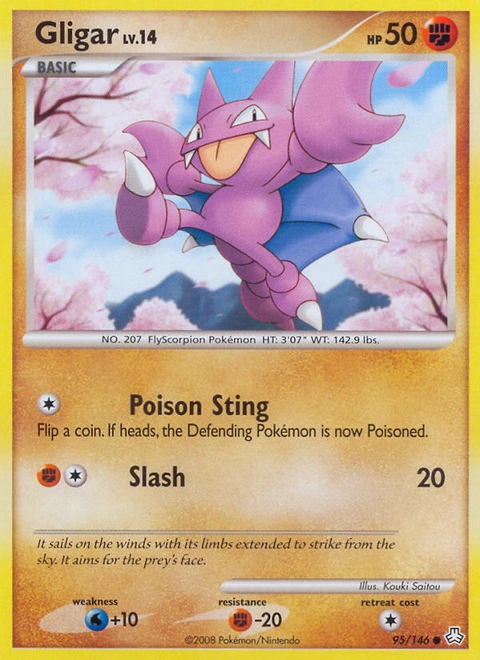 Gligar Pokémon card from Legends Awakened, number 95 (Standard print)