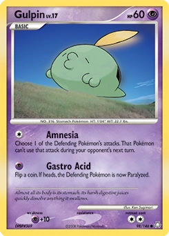 Gulpin Pokémon card, number 98