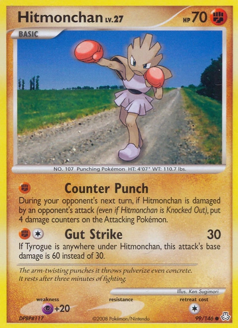 Hitmonchan Pokémon card from Legends Awakened, number 99 (Standard print)
