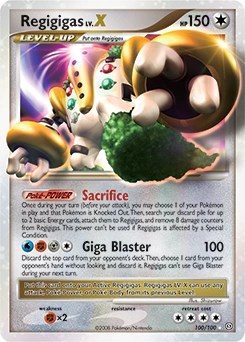 Regigigas LV.X Pokémon card, number 100