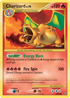 Charizard Pokémon card, number 103